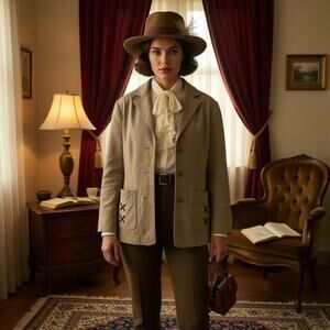 VTG Colebrook Women L 14/16 Suede Leather Jacket Blazer Ivory Western 90s Lined